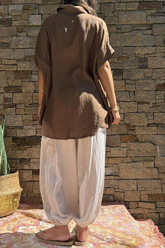 Yara Flora Relaxed Blouse Chocolate